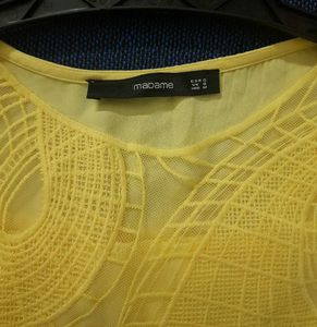 Madame Yellow Ruffled Lace Top