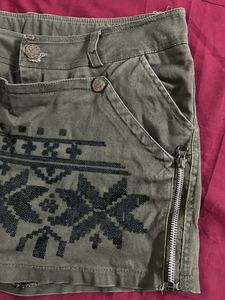 Olive Green Mini Skirt