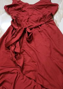 red knee length dress