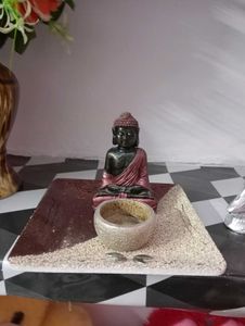 Buddha Showpiece with Bowl and plate