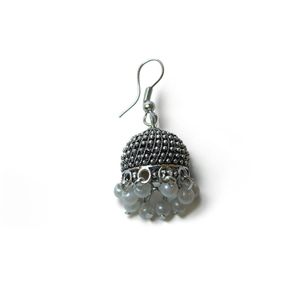 Silver Jhumka Earrings with beads