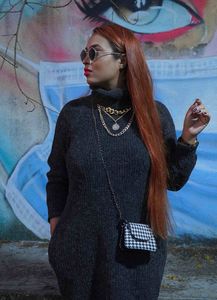 Turtle neck winter dress