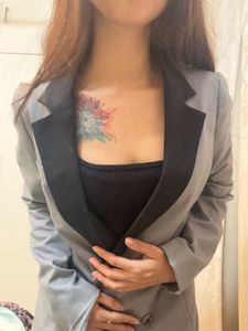 Gray Double-Breasted Blazer