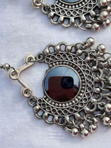 Boho Silver Dangle oxidised Earrings
