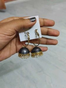 Maroon Jhumka Earrings