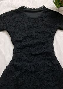 Florally Handcrafted Black Straight Top
