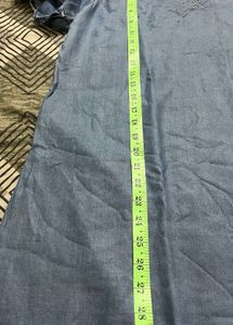 Denim tunic top with ruffle sleeves