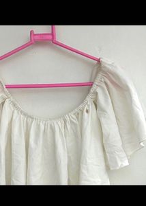 Berrylush White Bardot Top | Size Xs