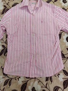 Oversized Pink White Stripes Shirt