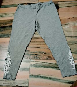 Grey Leggings with Lace Detail