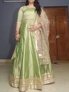 Green & Gold Anarkali Suit