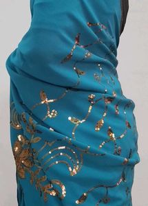 Teal Sequin Sari