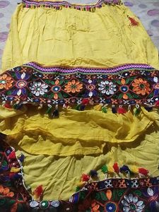 Yellow Embroidered Ethnic Skirt
