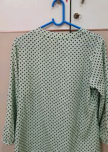 Polka Dot Print Top With V Neck