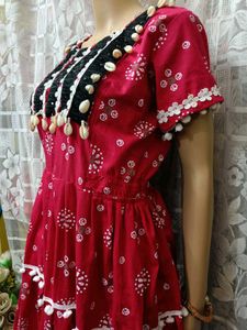 Dark pink Printed Ethnic gown