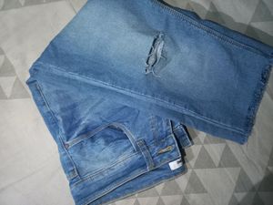 Blue Denim Jeans 3/4