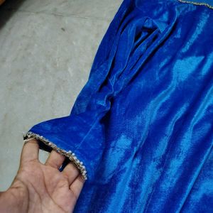 Blue Soft Velvet Kurta Salwar