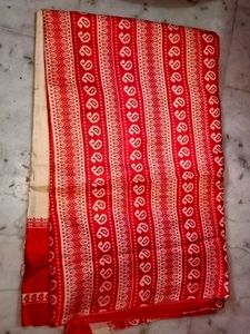 Red & Cream Printed Saree