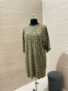 Marks &amp; Spencer Woolen Leopard Print T-Shirt Dress