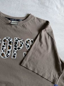 &#34;Oops&#34; Leopard Print Cropped T-Shirt
