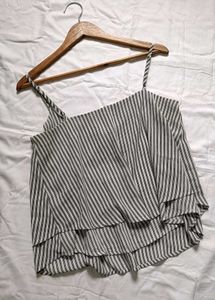 White Stripped Chiffon Top