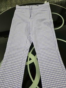 Zara Gingham checkered Cropped bootcut pant