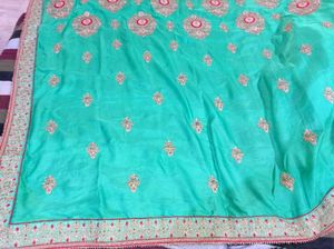 Exquisite Sea Green Designer Saree