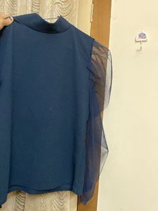 Navy Top with Mesh Sleeves