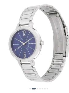 Sonata Steel Daisies Blue Dial Women Watch