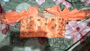 Elegant Peach Embroidered Lehenga Set