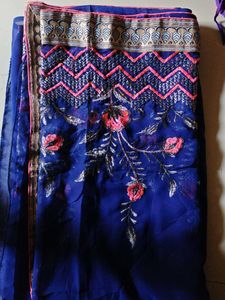Embroidered Blue Saree