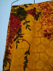 Mustard Yellow Crepe Soft Saree With Blouse Piece