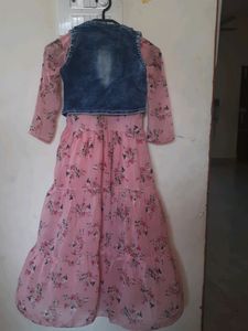 Floral Frock With Jeans Coat