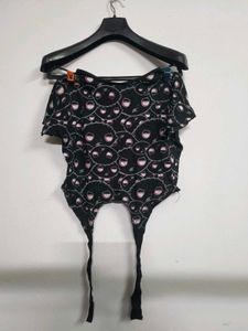 Black Front Tie Up Top