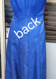 Elegant Blue Embellished Neck Dress