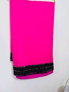 Saree With Black Stone Border