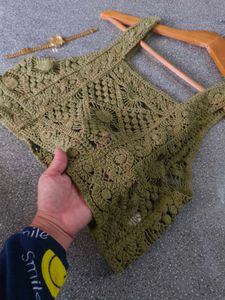 Olive Green Crochet Tank Top