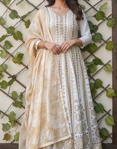 Festive White Anarkali Suit