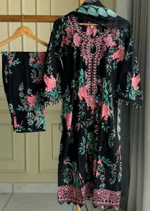 Black Embroidered Kurta Set