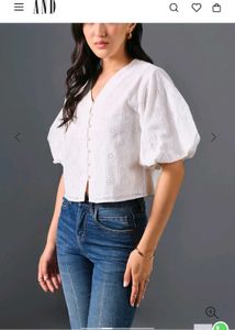AND White Cut Work  Top