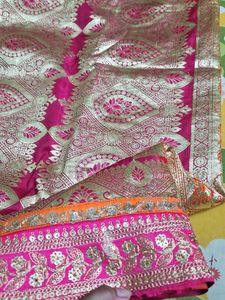 Orange Patli pallu Banarasi Saree