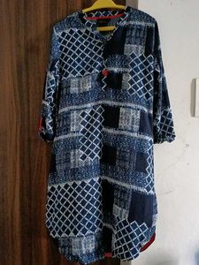 Blue Patterned Tunic Top