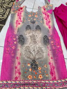 3 piece woolen Floral Kurta Set with shawl