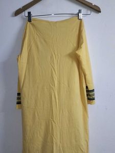 Yellow Dress Ethnic Print - Thigh Length