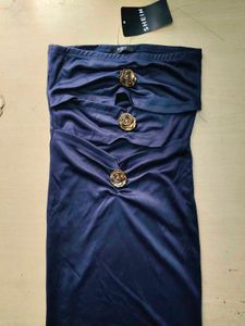 Strapless Front Cut-Out Fitted Bodycon Dres