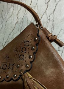 Brown Crossbody Bag with Tassel