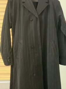 Black Striped Trench Coat Abaya