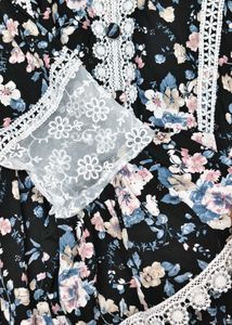 Floral Georgette Tunic Top for Women with Lace