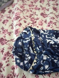 Blue &amp; White Printed Kurta