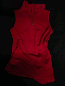 Burgundy AND Sleeveless Mock Neck Top